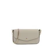 Beige Club Clutch med Crossbody Stropp