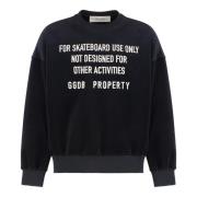 Bomull crew-neck sweatshirt med ribbekanter