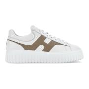 Stripete Beige Skinn Sneakers