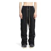 Svart Fringe Sweatpants med Preget Logo