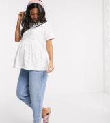 ASOS DESIGN Maternity smock top in all over broidery-White