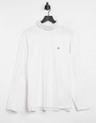 Calvin Klein small logo roll neck long sleeve top in white