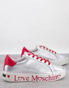 Love Moschino flatform trainers in silver and red