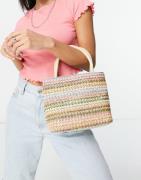ASOS DESIGN straw basket bag in multi colour weave