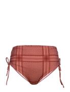 Bikini Buttoms Plus Print High Waist Tie Red Zizzi