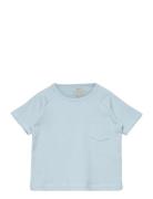 Rib Jersey T-Shirt W. Pocket Blue Copenhagen Colors
