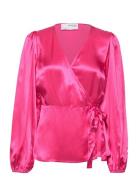 Slfeva-Fanni Ls Wrap Top Ex Pink Selected Femme