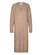 Penny V-Neck Dress Beige A-View