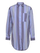 Charlene Poplin Stripe Shirt Blue Double A By Wood Wood