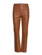 Slkaylee Pu Kickflare Pants Brown Soaked In Luxury