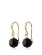 Goldie Black Earrings Gold-Plated Black Pilgrim