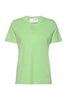 Slfessential Ss V-Neck Tee Noos Green Selected Femme