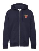 Zan Stacked Logo Zip Hoodie Navy Double A By Wood Wood