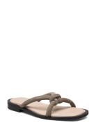 Slfsara Padded Suede Slider Brown Selected Femme