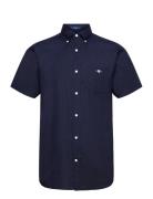 Reg Cotton Linen Ss Shirt Navy GANT