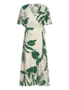 Printed Wrap Dress With Ruffle White Mango