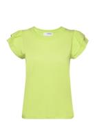 Slfcamila Ss Ruffle Tee Green Selected Femme