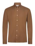 Yarn Dyed Oxford Superflex Shirt L/ Brown Lindbergh