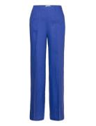 100% Linen Wideleg Trousers Blue Mango