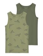 Nmmtank Top 2P Sage Dino Noos Green Name It