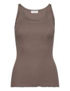 Silk Top W/ Elastic Band Brown Rosemunde