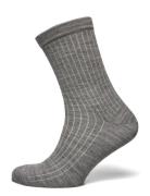 Wool Rib Socks Grey Mp Denmark