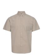 Louis Seersucker Ss Shirt Beige Les Deux