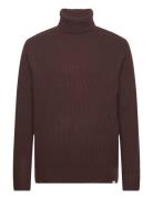 Eddie Wool Rib Rollneck Knit Brown Les Deux