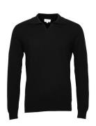 Man Open Collar Sweater Black Davida Cashmere