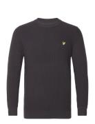 Grid Knit Crew Neck Jumper Black Lyle & Scott