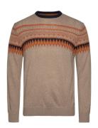 Jacquard O-Neck Knit Beige Lindbergh