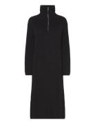 Slfbloomie Ls Knit Dress Half Zip Black Selected Femme