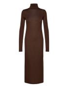 Wool-Blend Jersey Roll Neck Midi Dress Brown Polo Ralph Lauren