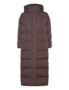 Maxi Hooded Puffer Coat Brown Superdry