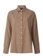 Edith Cotton Melange Flannel Shirt Brown Lexington Clothing