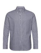 Gingham Check Cotton Shirt Navy Mango