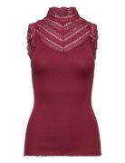 Silk Top W/ Lace Red Rosemunde