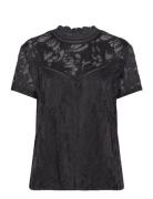 Vistasia Lace S/S Top - Noos Black Vila