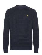 Birdseye Mock Neck Jumper Navy Lyle & Scott