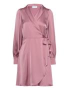 Vienna Ravenna L/S Short Wrap Dress-Noos Pink Vila