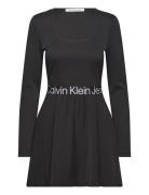 Logo Elastic Long Sleeve Dress Black Calvin Klein Jeans