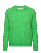 Slflulu Ls Knit O-Neck B Noos Green Selected Femme