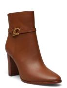 Maxie Burnished Leather Bootie Brown Lauren Ralph Lauren