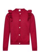 Cardigan Patternknit And Frill Red Lindex