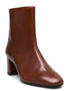 Bootie - Block Heel - With Zippe Brown ANGULUS