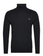 Cotton Cable Turtle Neck Black GANT