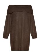 Mbea, L/S, Fold Abk Dress Brown Zizzi