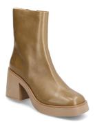 Bootie - Block Heel - With Zippe Beige ANGULUS