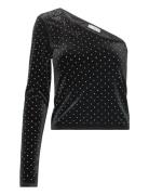 Strass Velvet Top Black Mango