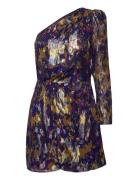 Printed Asymmetrical Dress Purple Mango